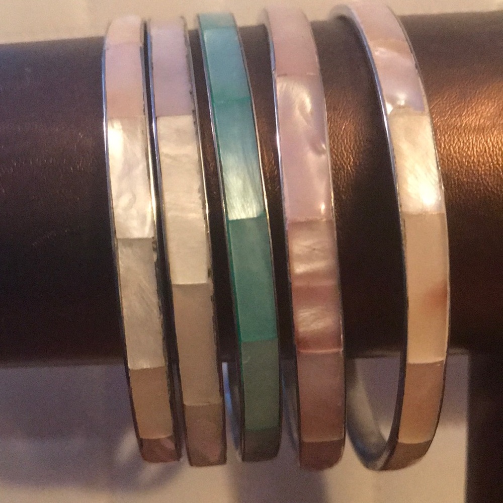 5 bangle mother of pearl bracelet